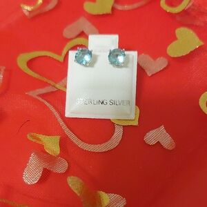 Sterling Silver Blue Stud Earrings